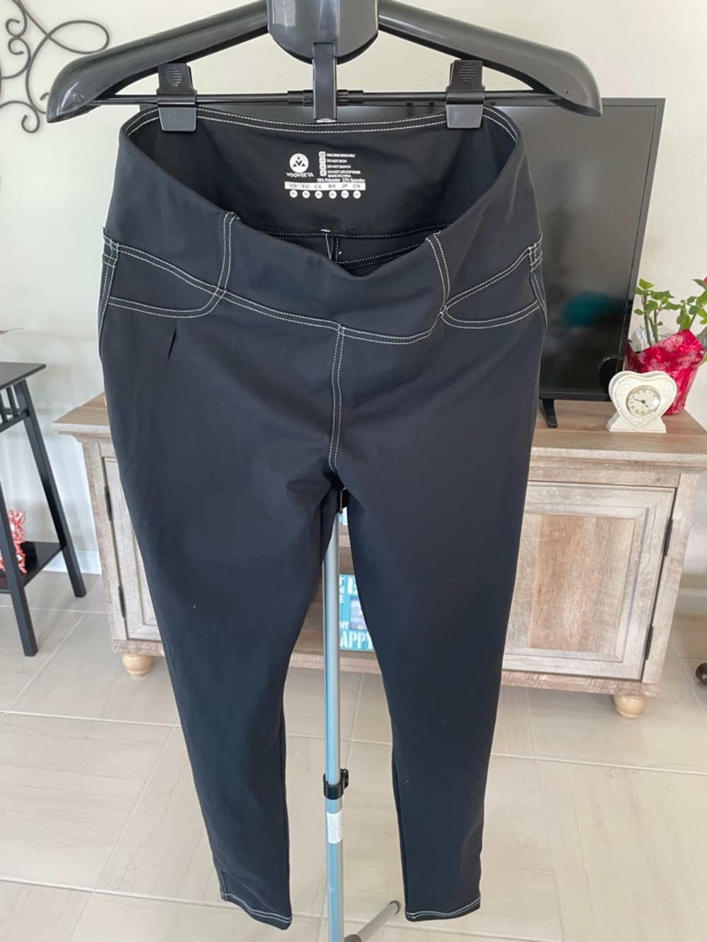 Women's Black Leggings with Contrast Stitching - Brand: